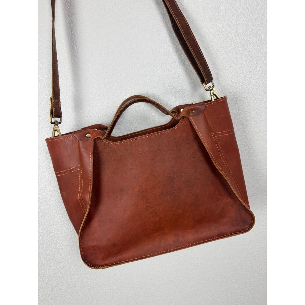 The Tannery Leather Tote Crossbody Bag Red Brown Rustic Satchel